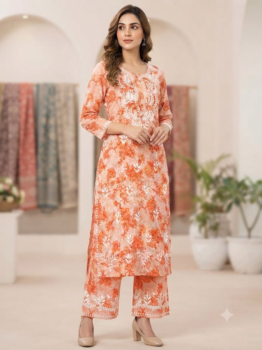 Pure Mul cotton floral soft light 2pc set