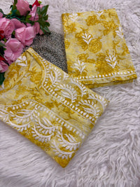 Pure Mul cotton floral soft light 2pc set - Chikankari official