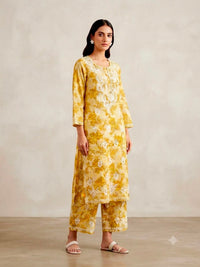 Pure Mul cotton floral soft light 2pc set - Chikankari official
