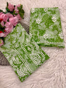Pure Mul cotton floral soft light 2pc set - Chikankari official