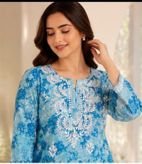 Pure Mul cotton floral soft light 2pc set - Chikankari official