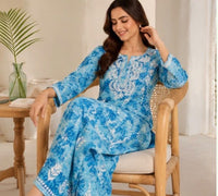 Pure Mul cotton floral soft light 2pc set - Chikankari official