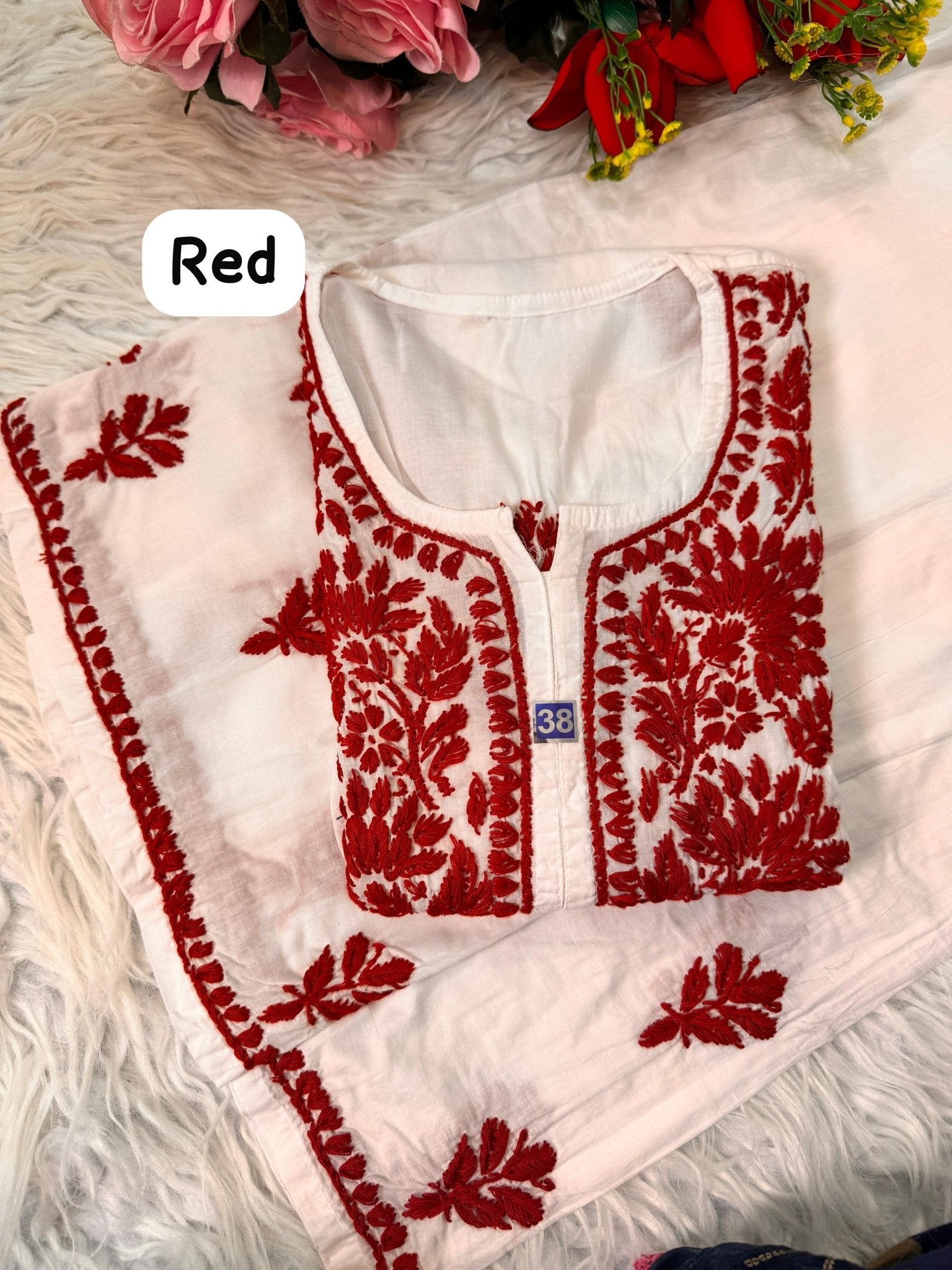 Pure Mul cotton Hand Threaded Kurta and plazzo - Chikankari official