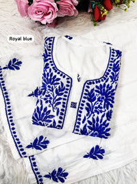 Pure Mul cotton Hand Threaded Kurta and plazzo - Chikankari official