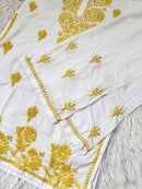 Pure Mul cotton Hand Threaded Kurta and plazzo - Chikankari official