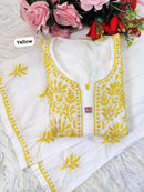Pure Mul cotton Hand Threaded Kurta and plazzo - Chikankari official