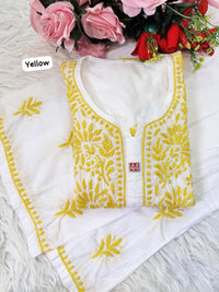 Pure Mul cotton Hand Threaded Kurta and plazzo - Chikankari official