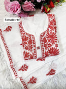 Pure Mul cotton Hand Threaded Kurta and plazzo - Chikankari official