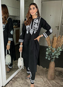 Pure mul cotton heavy rich work designer piece co - ord set - Chikankari official