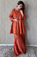 Pure Mul Mul dyed Co - ord Set - Chikankari official