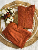 Pure Mul Mul dyed Co - ord Set - Chikankari official