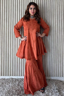 Pure Mul Mul dyed Co - ord Set - Chikankari official