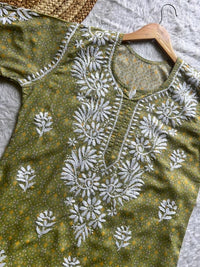 Pure printed Cotton chikankari kurta - Chikankari official