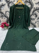 Pure Rayon 2pc Kurta plazzo Muqaish work set - Chikankari official