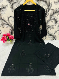 Pure Rayon 2pc Kurta plazzo Muqaish work set - Chikankari official