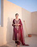 Pure Satin silk 3pc Festive wear Set - Chikankari official