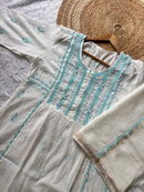 Pure semi stiched katdana mul chanderi A line set - Chikankari official