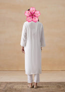 Pure White Chikankari Soft Long Kurta - Chikankari official