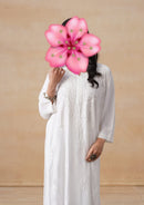 Pure White Chikankari Soft Long Kurta - Chikankari official