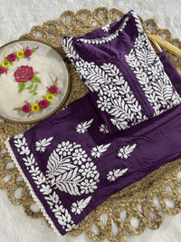 Qureshiya Less Crafted Modal Pure Cotton Set - Chikankari official