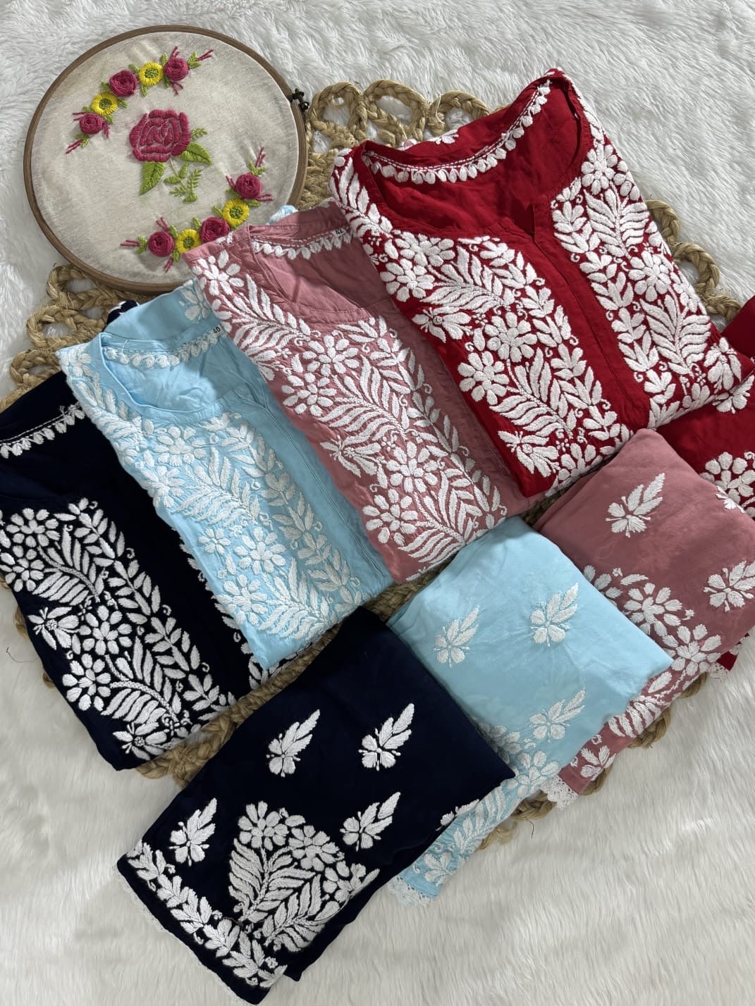 Qureshiya Less Crafted Modal Pure Cotton Set - Chikankari official
