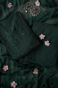 Qureshiya Zoya Muqaish Rayon 3pc Set - Chikankari official