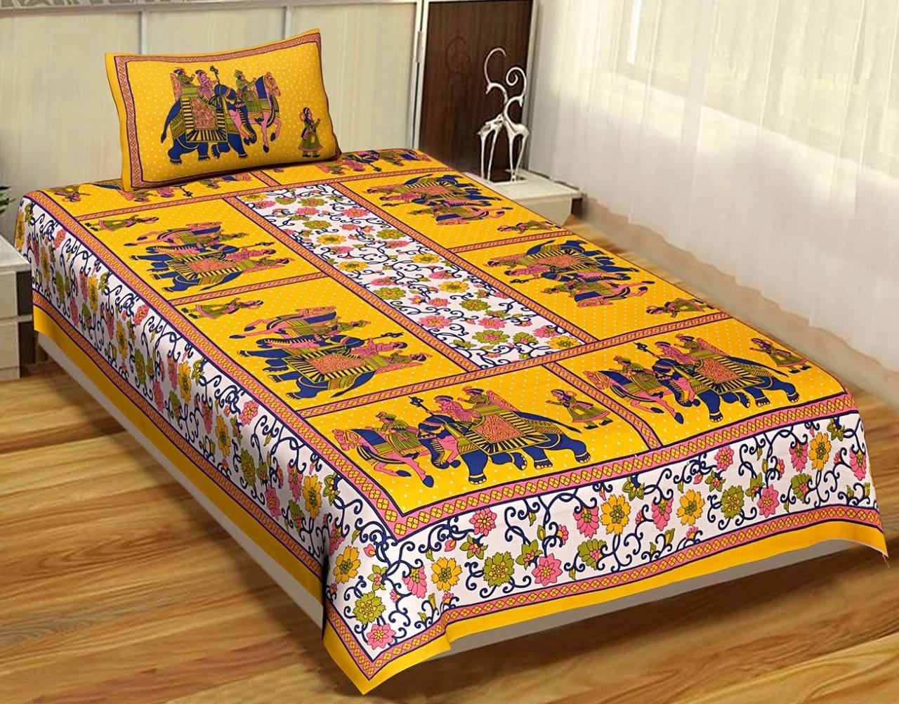 Random Designs Bedsheets 1 free Pillow cover - Chikankari official