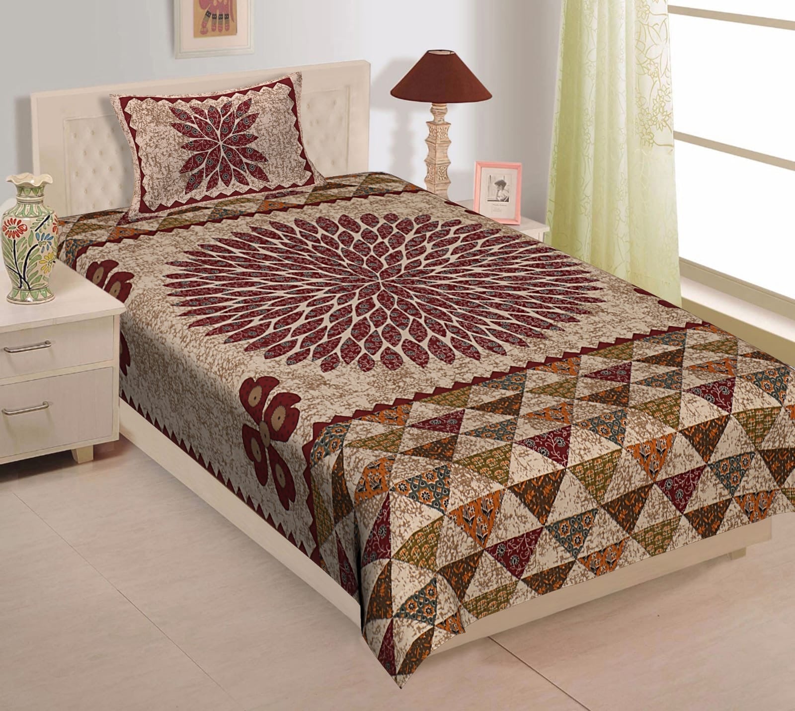 Random Designs Bedsheets 1 free Pillow cover - Chikankari official