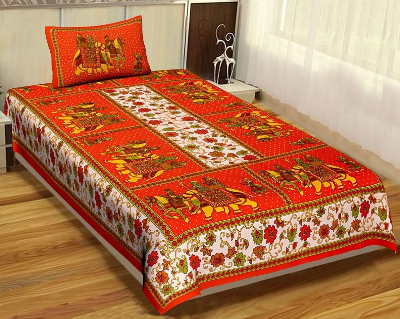Random Printed Bedsheets with 1 Pillow - Chikankari official