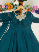 Rangoli Georgette Gown 3pc set - Chikankari official