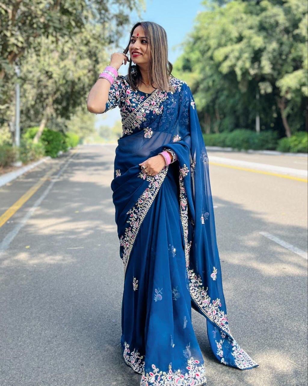 Rangoli Silk Saree - Chikankari official