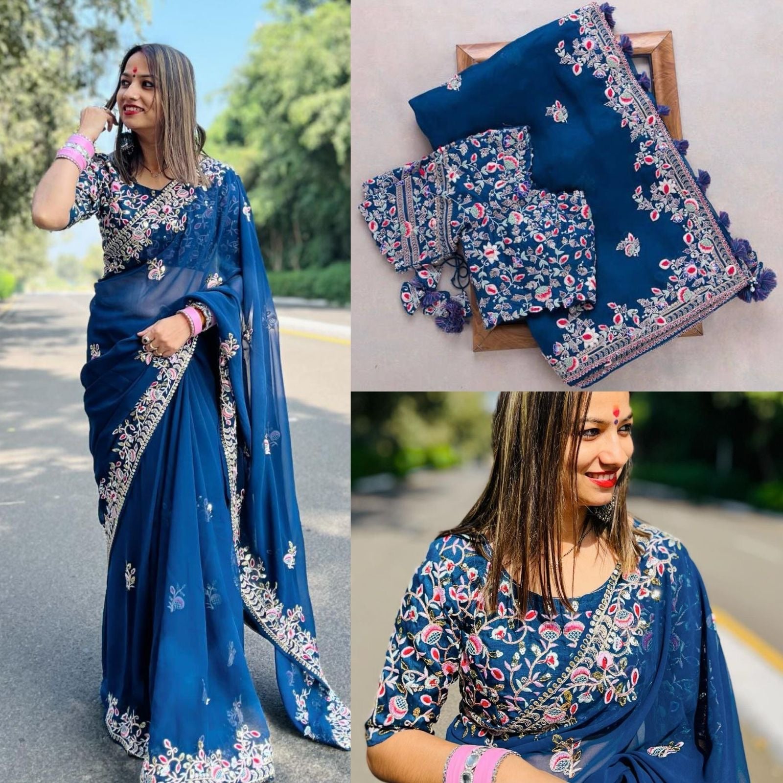 Rangoli Silk Saree - Chikankari official