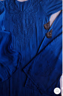 Rangrez 3pc Navy Blue Rayon Set - Chikankari official