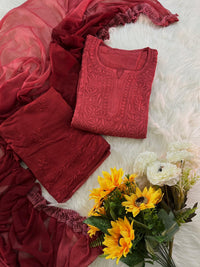 Rangrez 3pc Ombre Soft Crafted Designer Set - Chikankari official