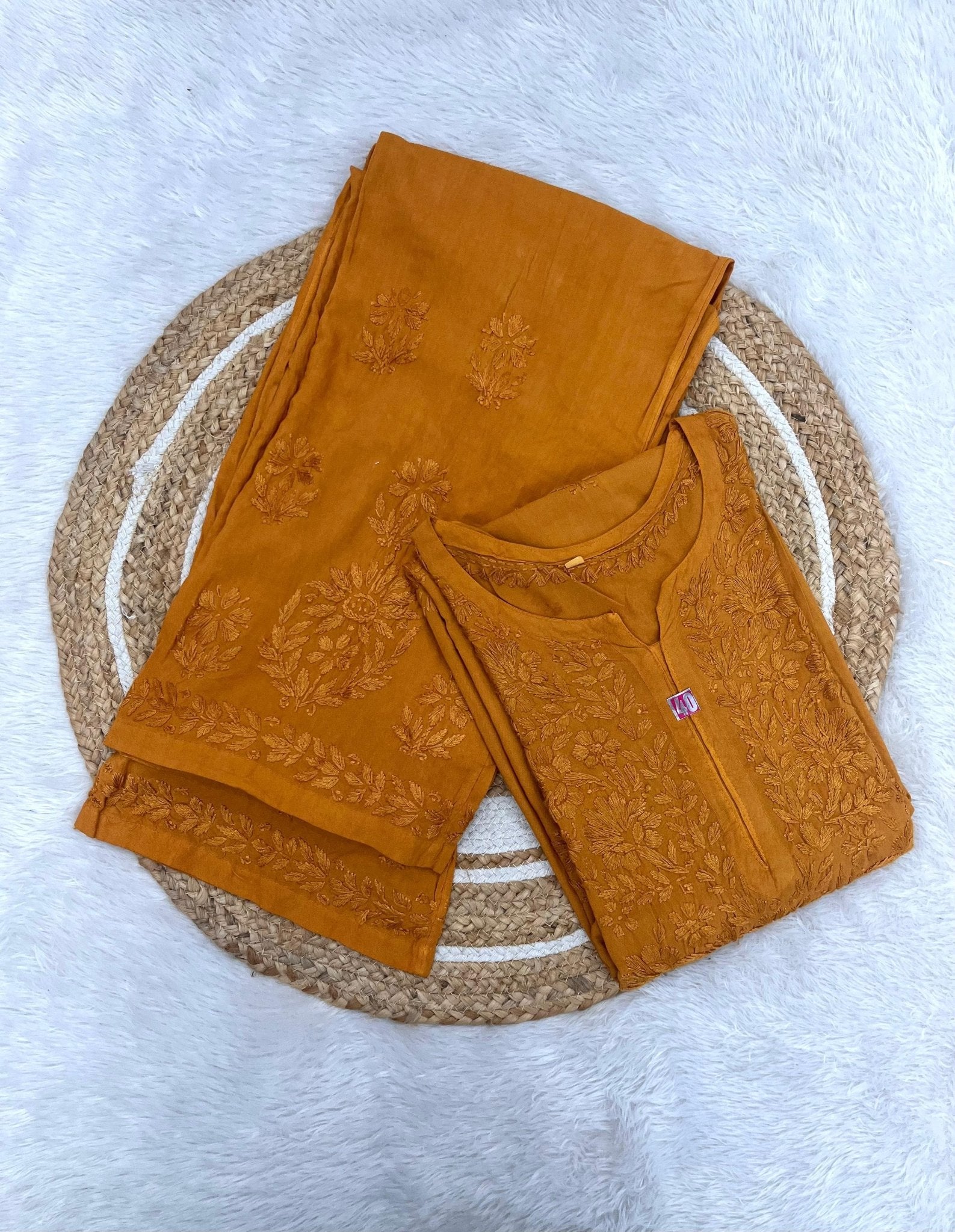 Rangrez Dark Shades Rayon Dyed Kurta Plazzo - Chikankari official