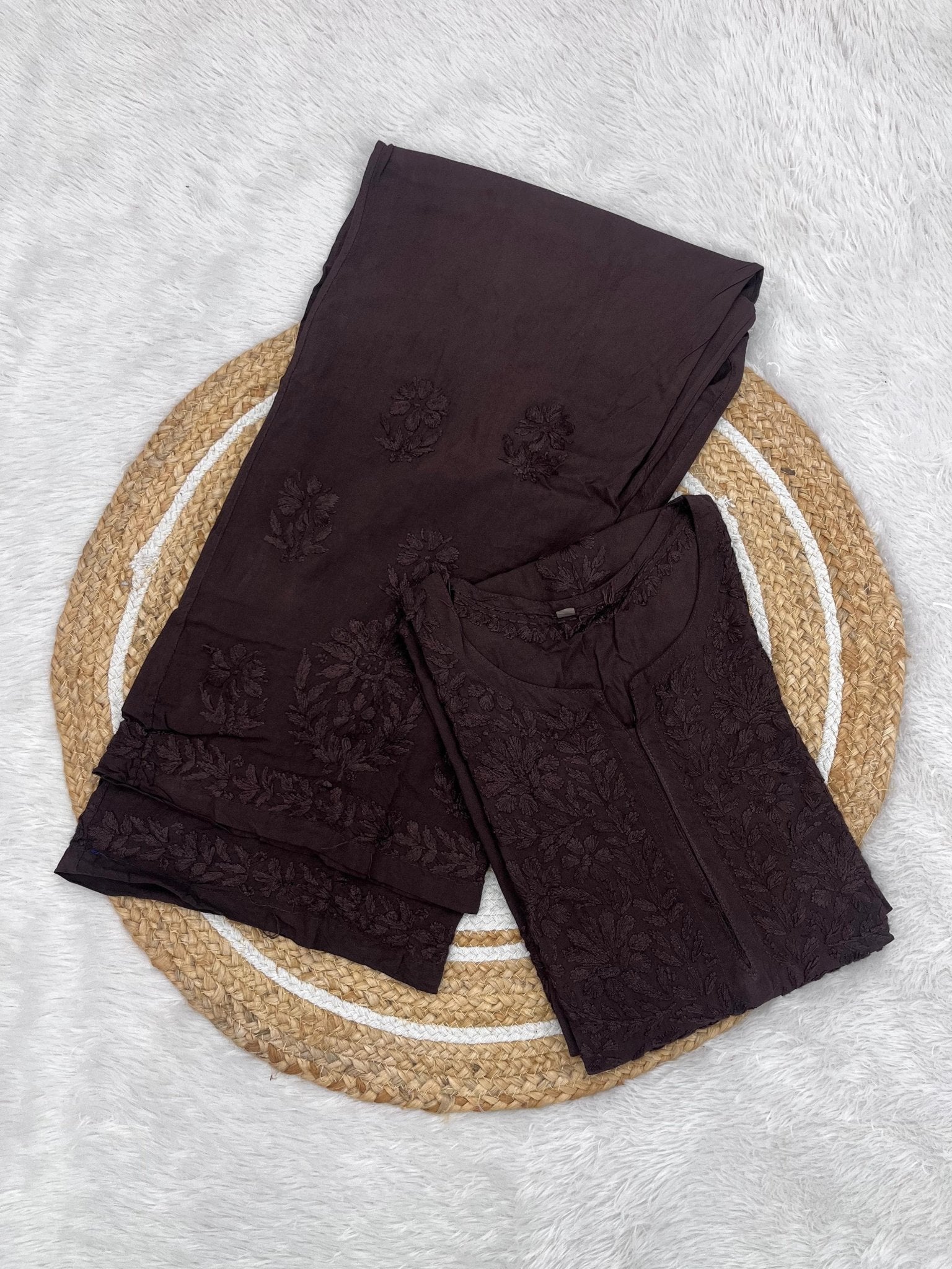 Rangrez Dark Shades Rayon Dyed Kurta Plazzo - Chikankari official