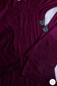 Rangrez Deep purple 3pc Rayon Set - Chikankari official