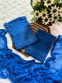 Rangrez Dual V neck Shaded 3pc Set - Chikankari official