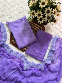 Rangrez Dual V neck Shaded 3pc Set - Chikankari official