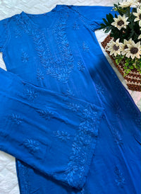 Rangrez Dual V neck Shaded 3pc Set - Chikankari official