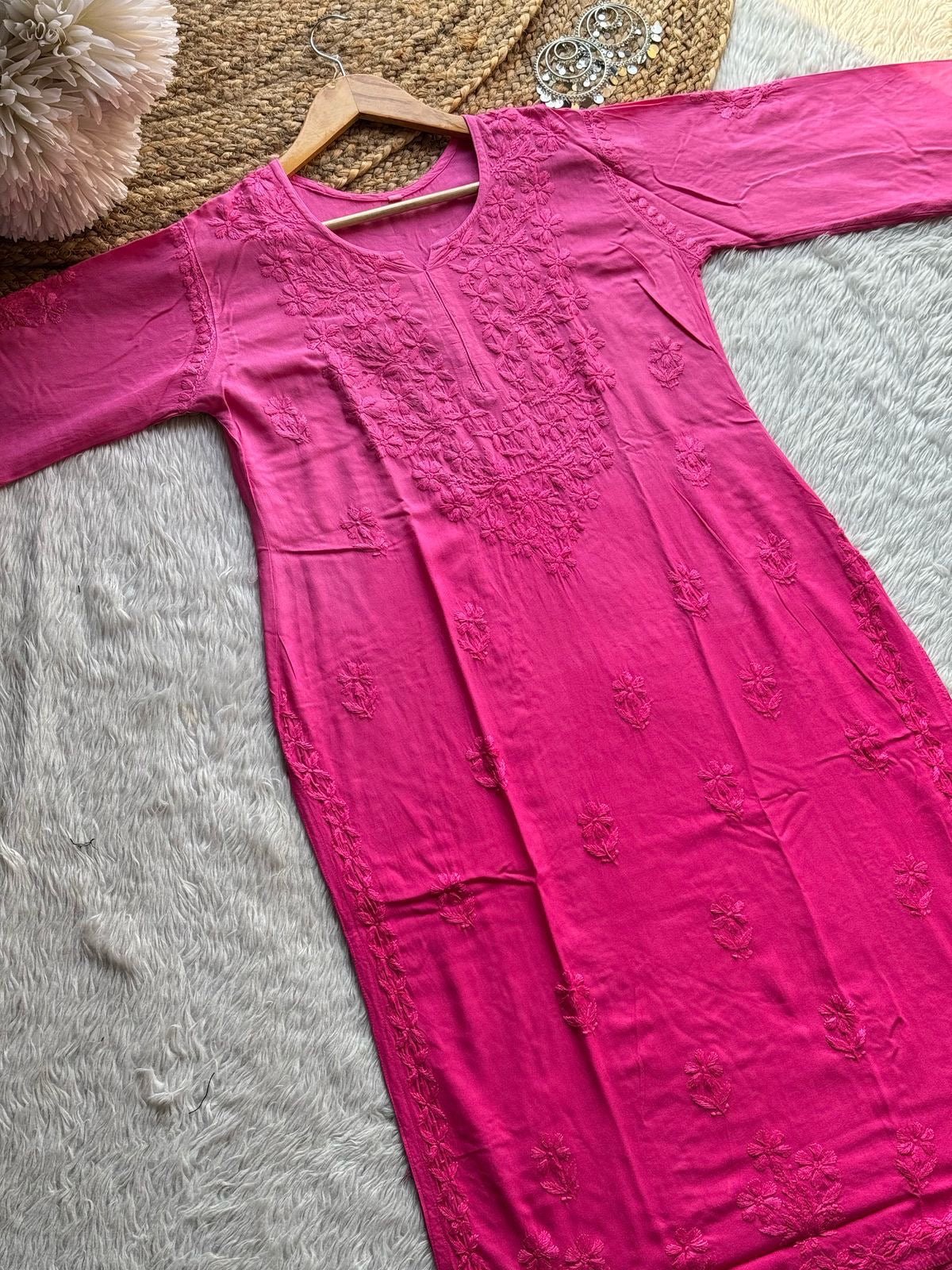 Rangrez Handcraft Embroidered Pastel’s Shades Kurti + Plazzo - Chikankari official
