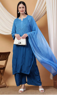 Handcrafted Soft Rayon 3pc Ombre Set ( Summer Special ) - chikankariofficial
