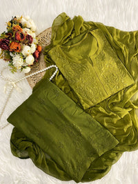 Rangrez Handcrafted Soft Rayon 3pc Ombre Set - Chikankari official