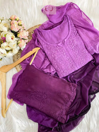 Rangrez Handcrafted Soft Rayon 3pc Ombre Set - Chikankari official