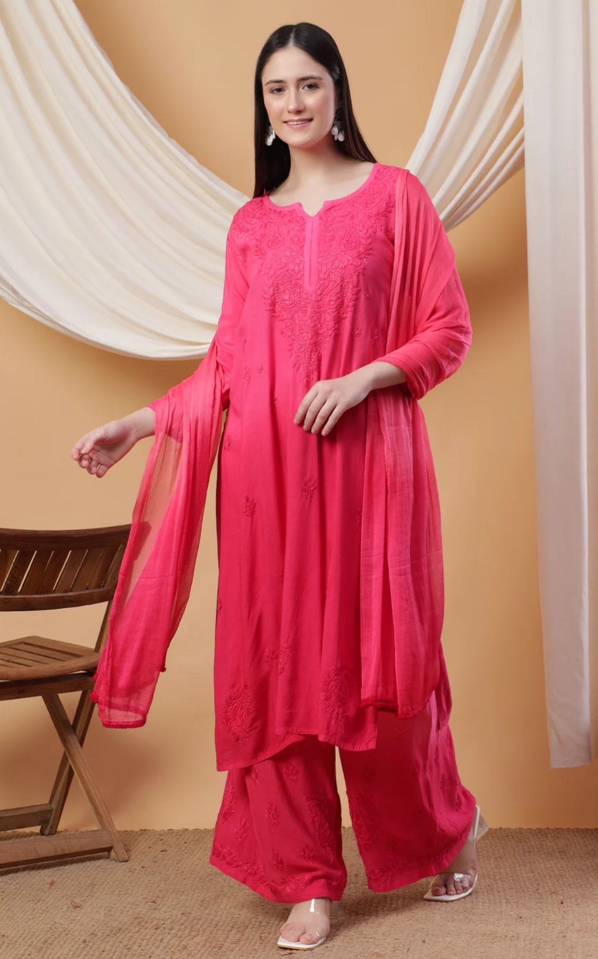 Handcrafted Soft Rayon 3pc Ombre Set ( Summer Special ) - chikankariofficial