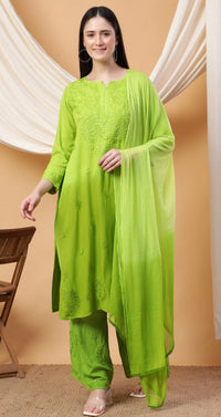Handcrafted Soft Rayon 3pc Ombre Set ( Summer Special ) - chikankariofficial