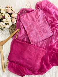 Rangrez Handcrafted Soft Rayon 3pc Ombre Set - Chikankari official