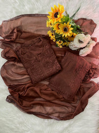 Rangrez Heavy Rayon Toned embroidered 3pc set - Chikankari official