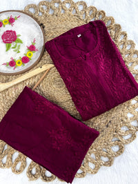 Rangrez Luxury Feel Rayon Kurta and Free size plazzo - Chikankari official