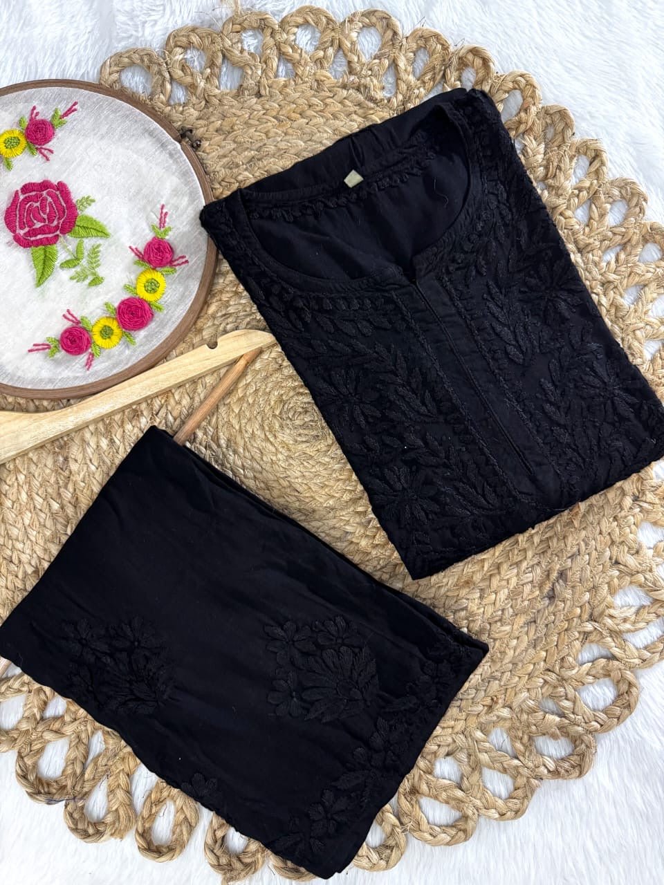 Rangrez Luxury Feel Rayon Kurta and Free size plazzo - Chikankari official